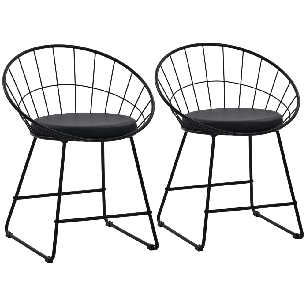 Happy Garden Set aus 2 Stühlen aus schwarzem Metall mit schwarzem Kissen style classic chic - Stahl