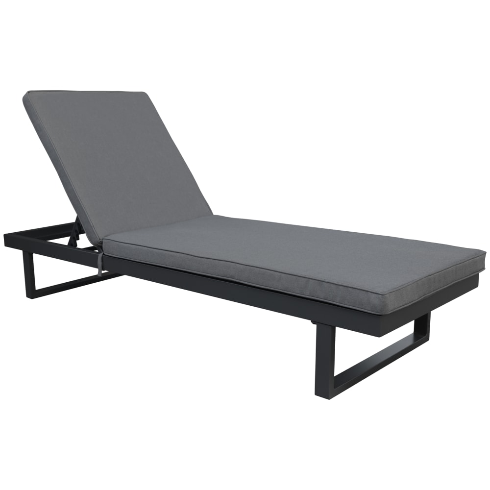 Bain de soleil en aluminium avec coussin gris