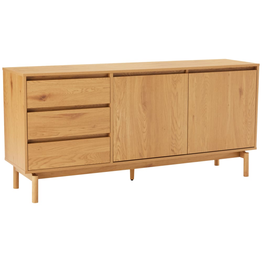 Buffet en bois 2 portes 3 tiroirs 160cm
