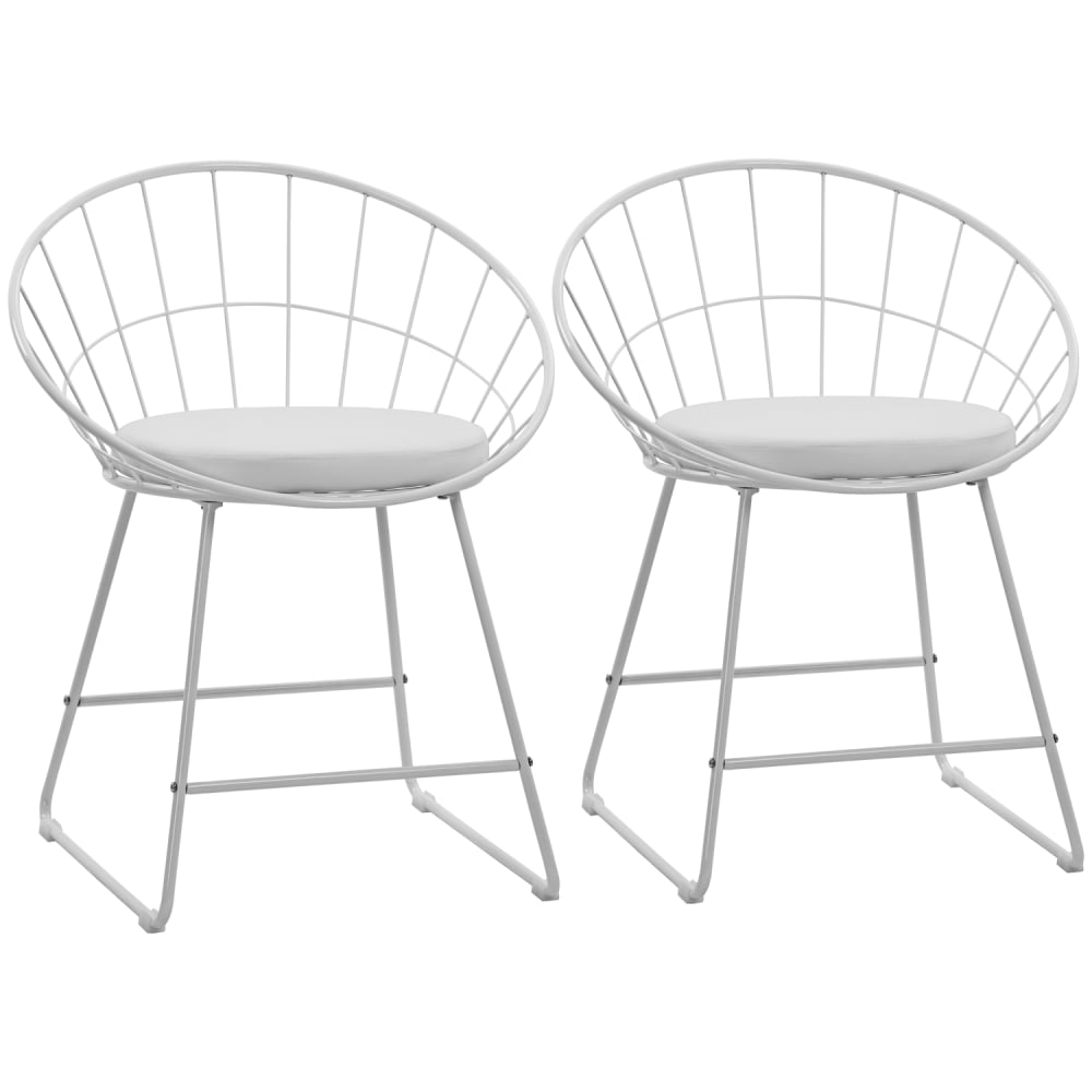 Happy Garden Set aus 2 Stühlen aus weißem Metall mit weißem Kissen style classic chic - Stahl