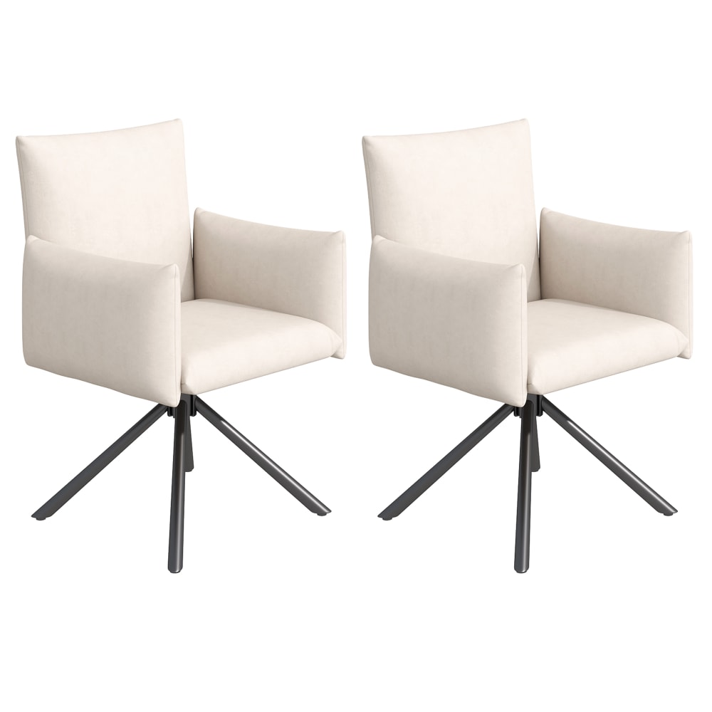 Set aus 2 Drehbaren Samtsesseln mit Armlehnen, Beige - Maisons Du