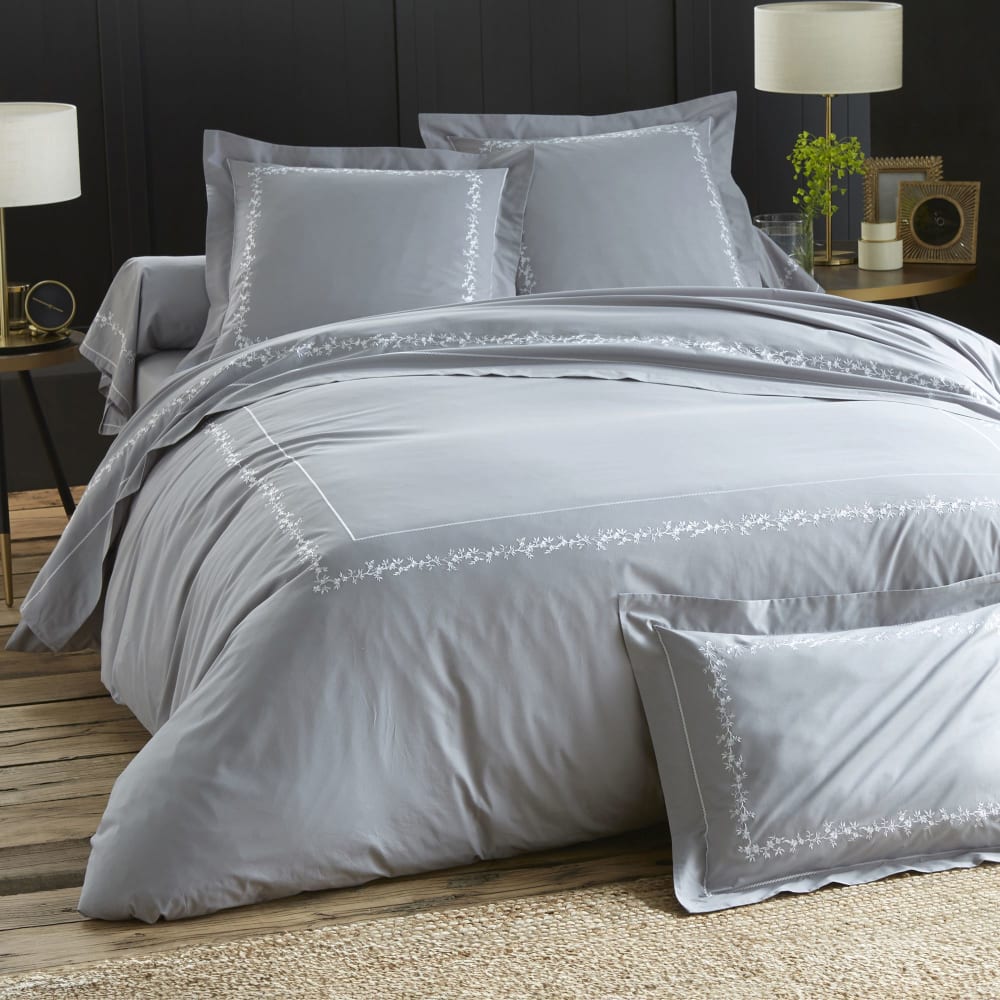 Housse de couette en coton gris 140x200cm