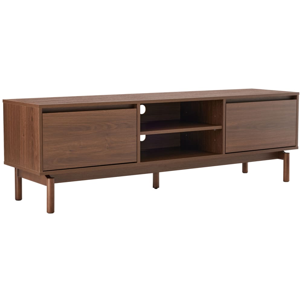 Meuble TV en bois foncé 160cm 2 portes