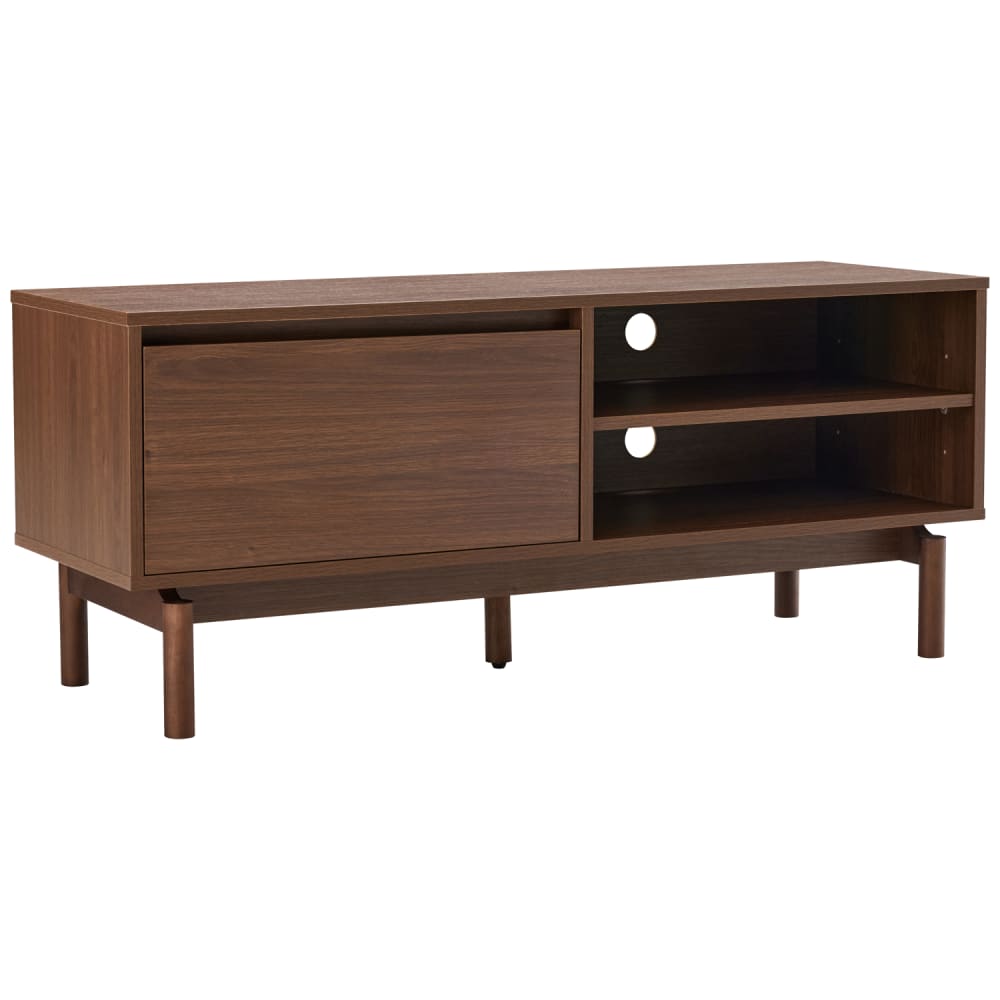 Meuble TV en bois foncé 120cm 1 porte