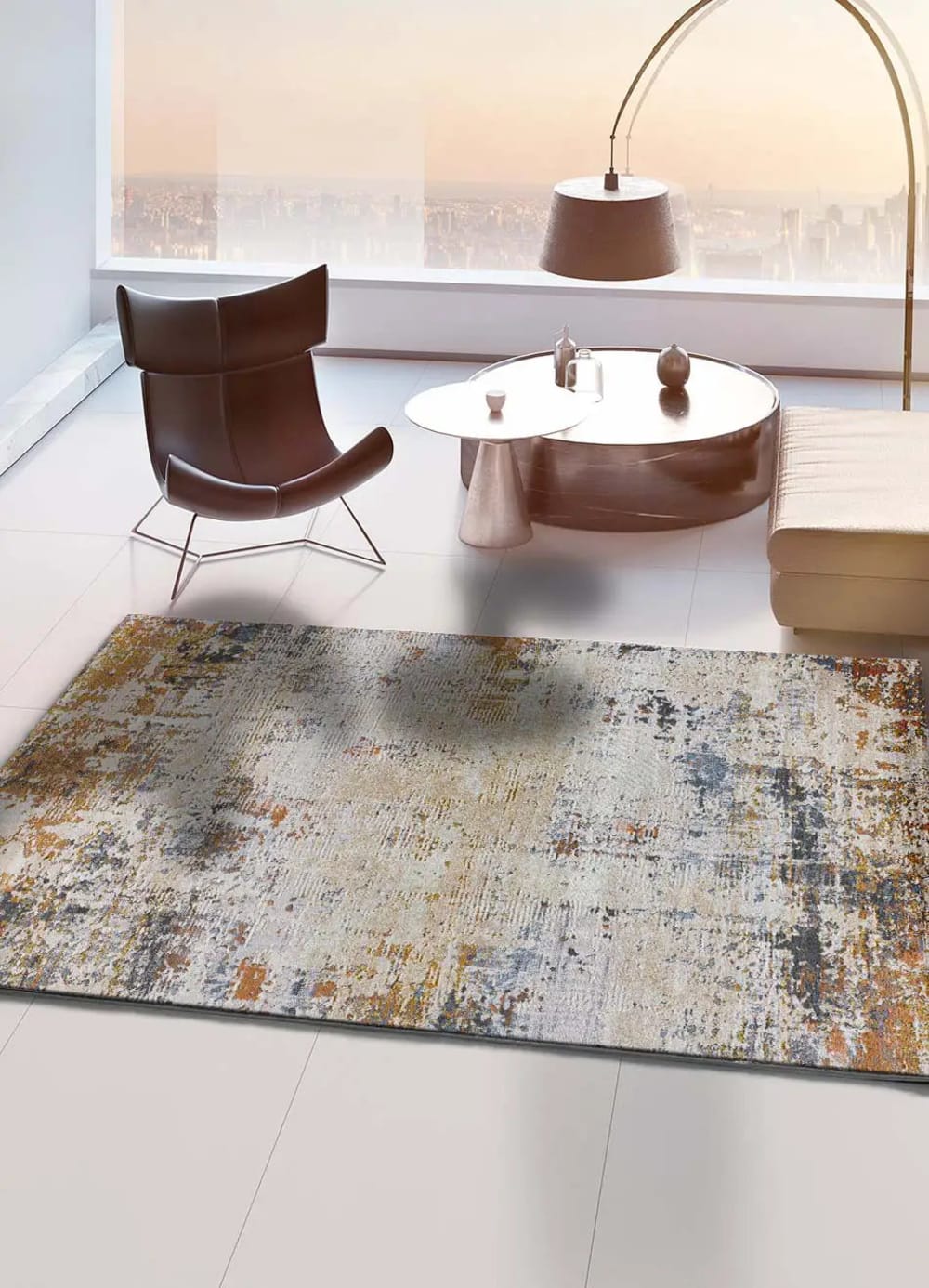 Tapis abstrait beige/cuivre/bleu 115x170 cm — vue 3