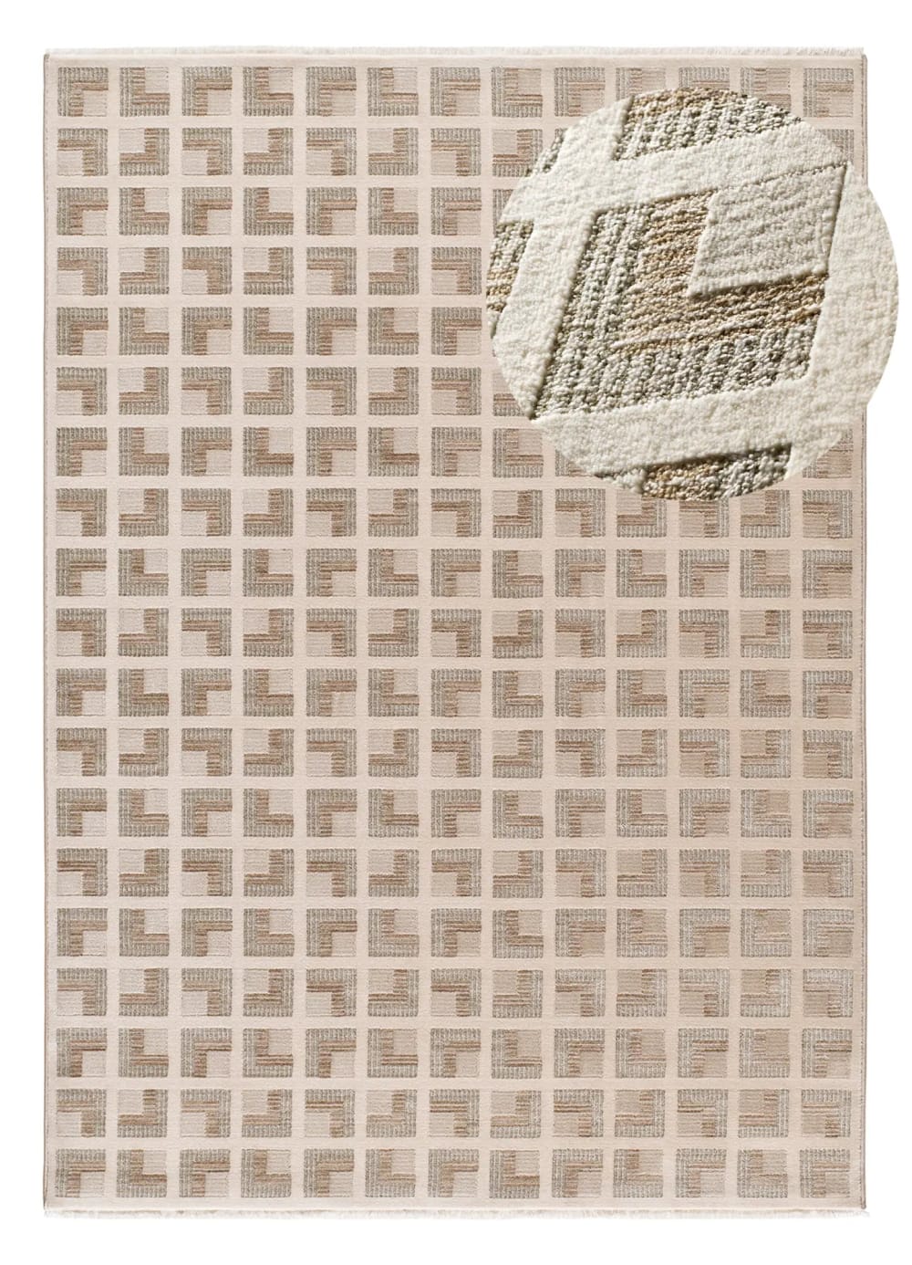 Tapis à franges géométrique