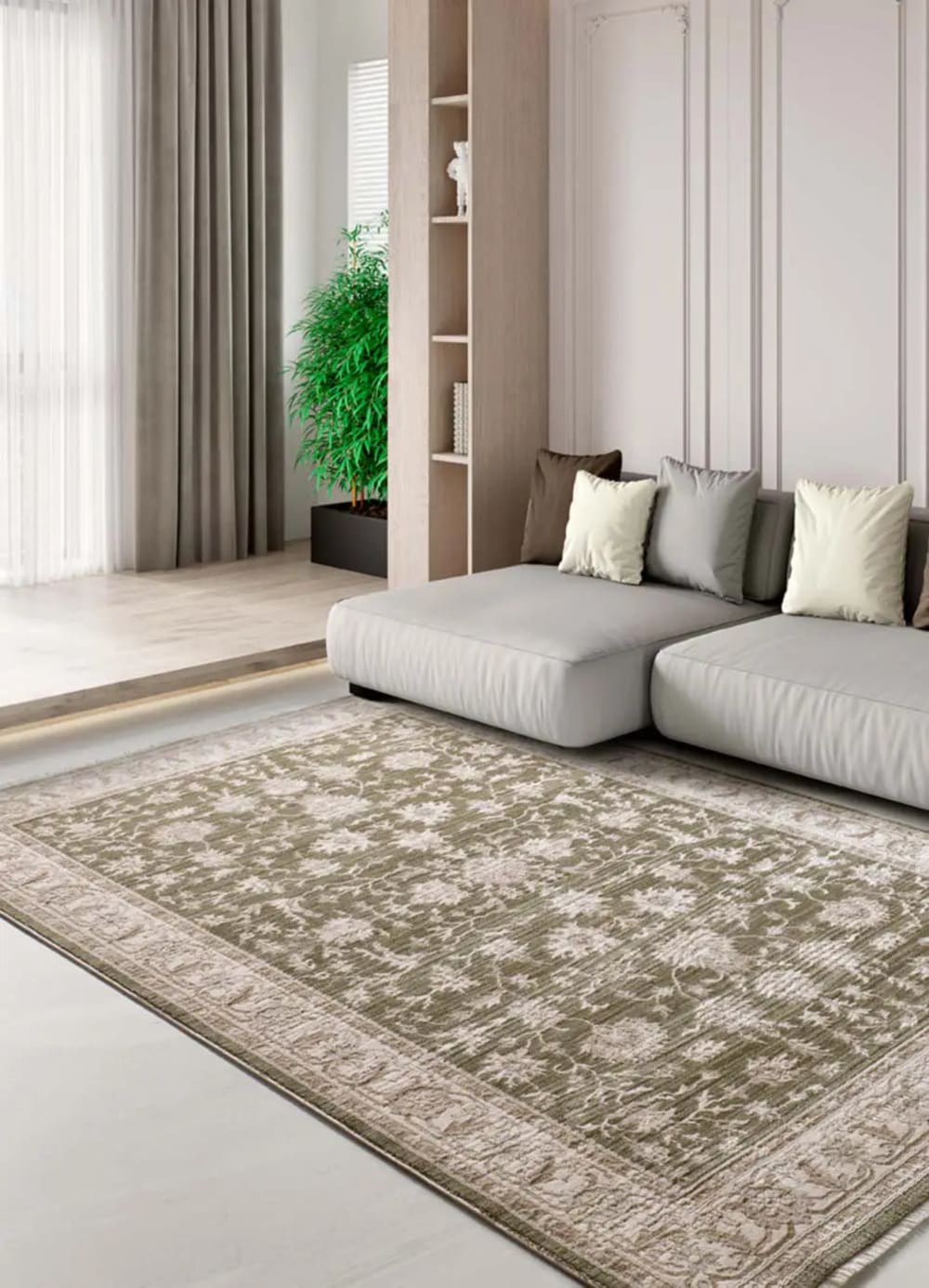Tapis à franges vintage oriental vert/beige 120x160 cm — vue 3