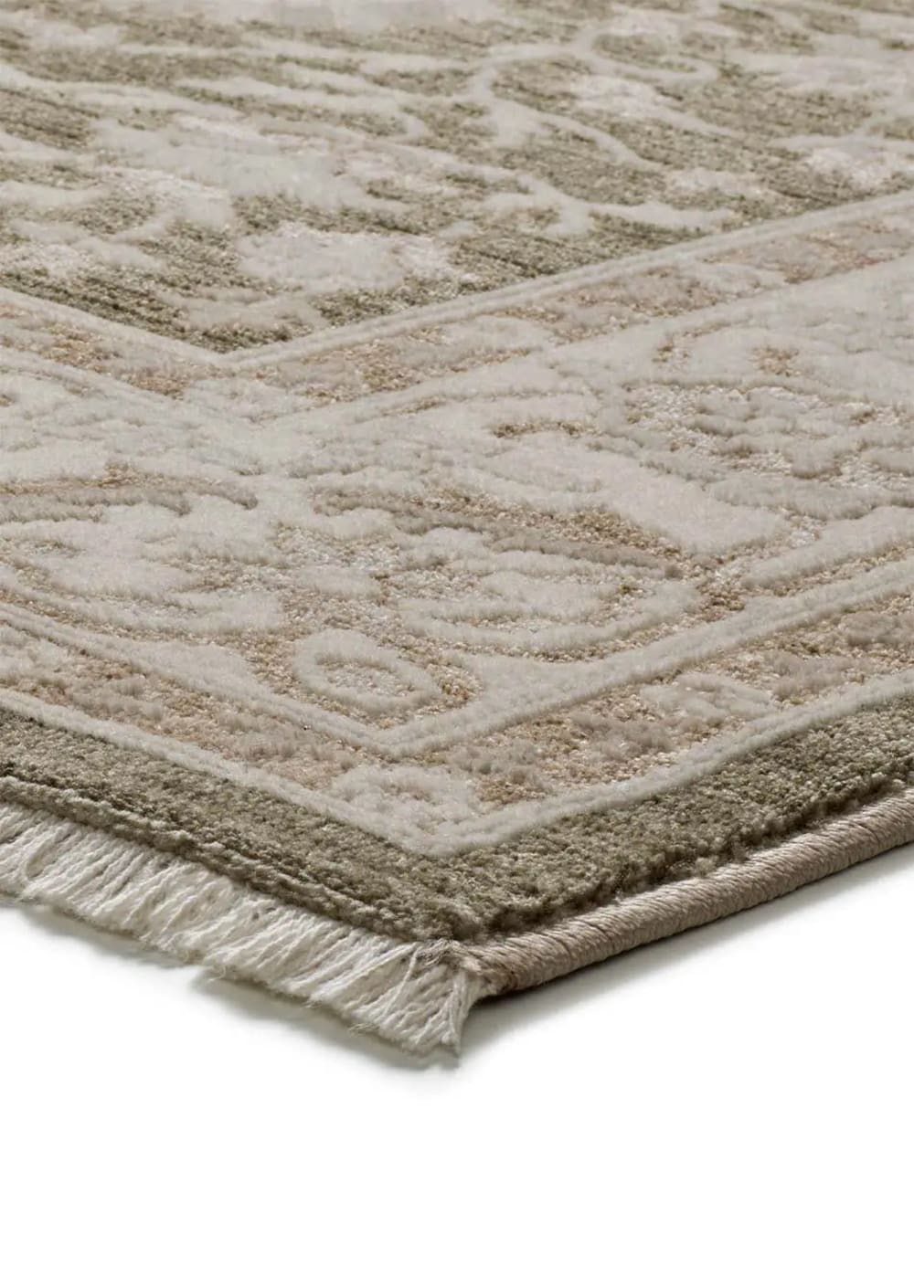 Tapis à franges vintage oriental vert/beige 120x160 cm — vue 4