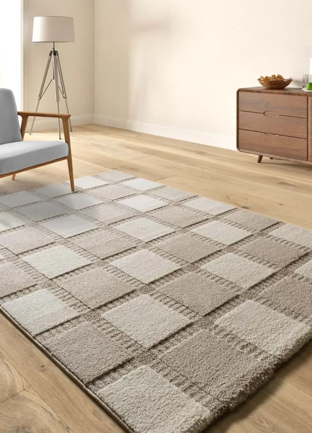 Tapis à relief géométrique beige/blanc 200x290 cm — vue 3