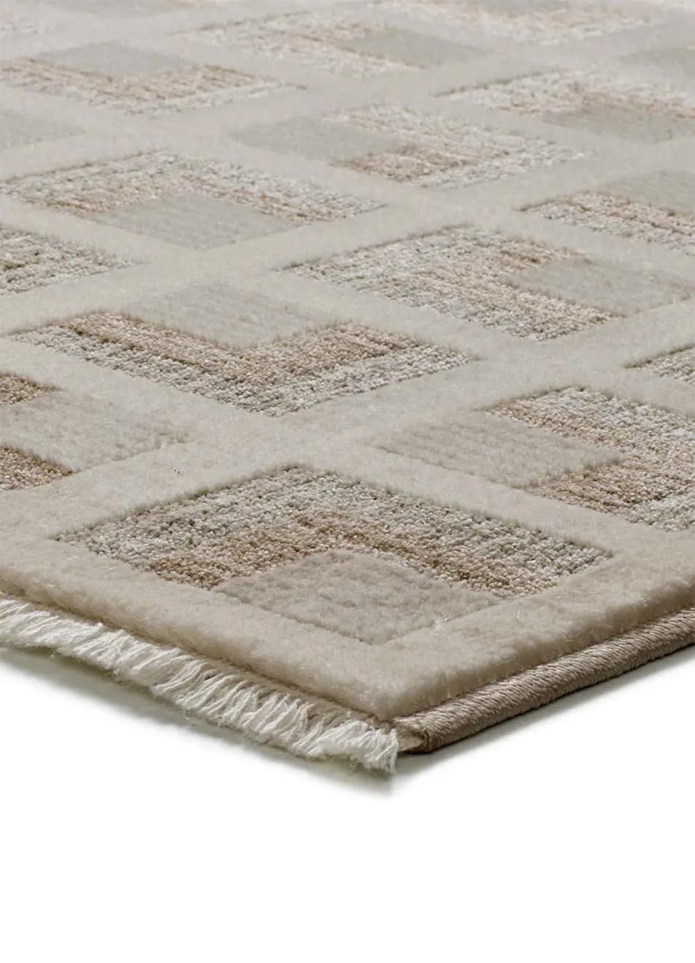 Tapis à franges géométrique beige 160x230 cm — vue 4