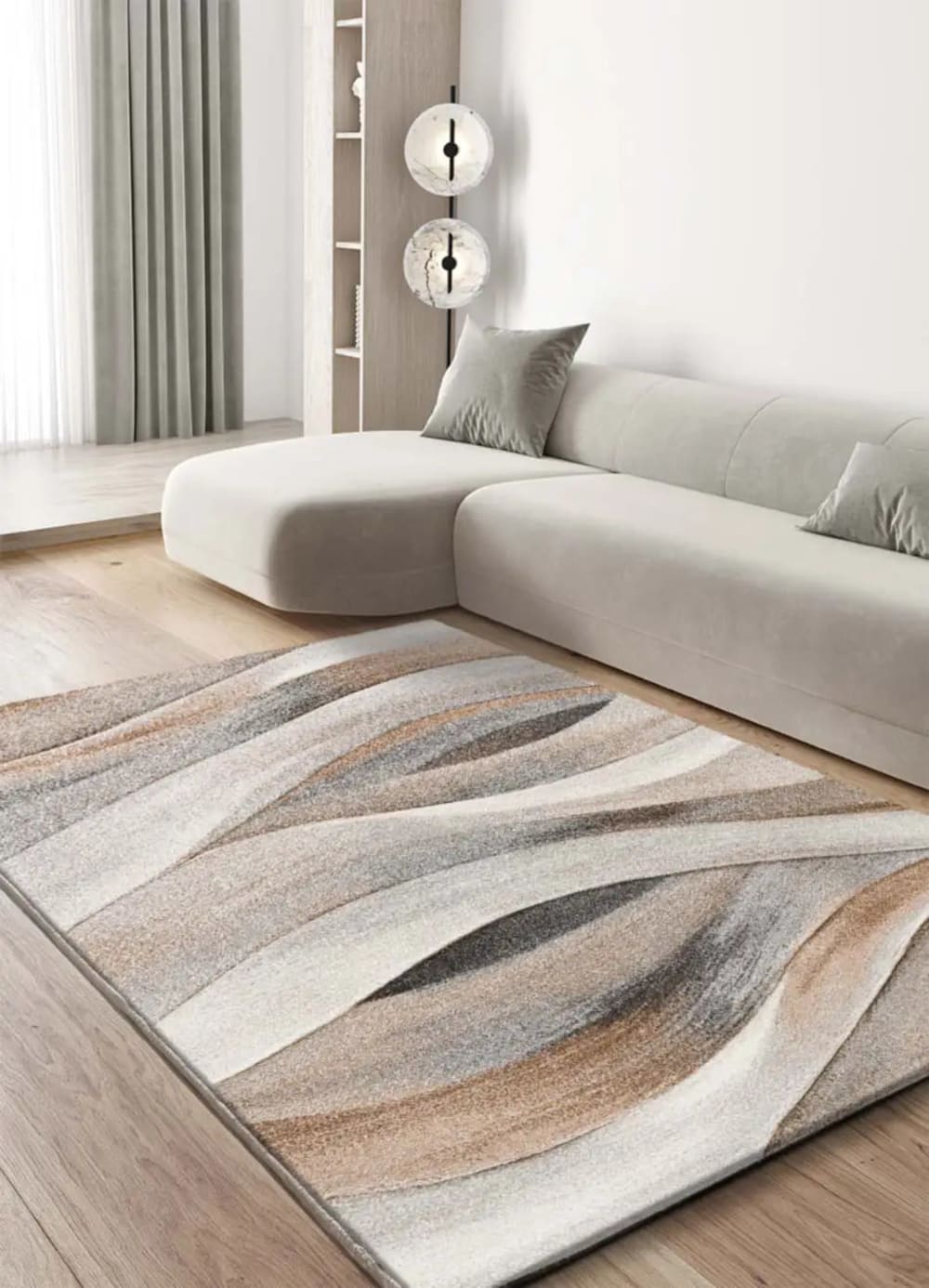 Tapis abstrait beige/marron 80x150 cm — vue 3