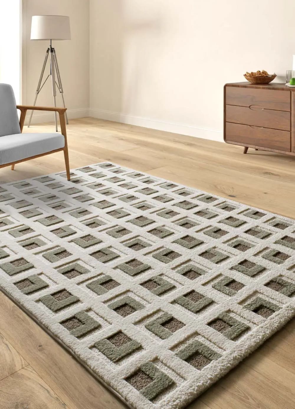 Tapis à relief géométrique marron/blanc 200x290 cm — vue 3