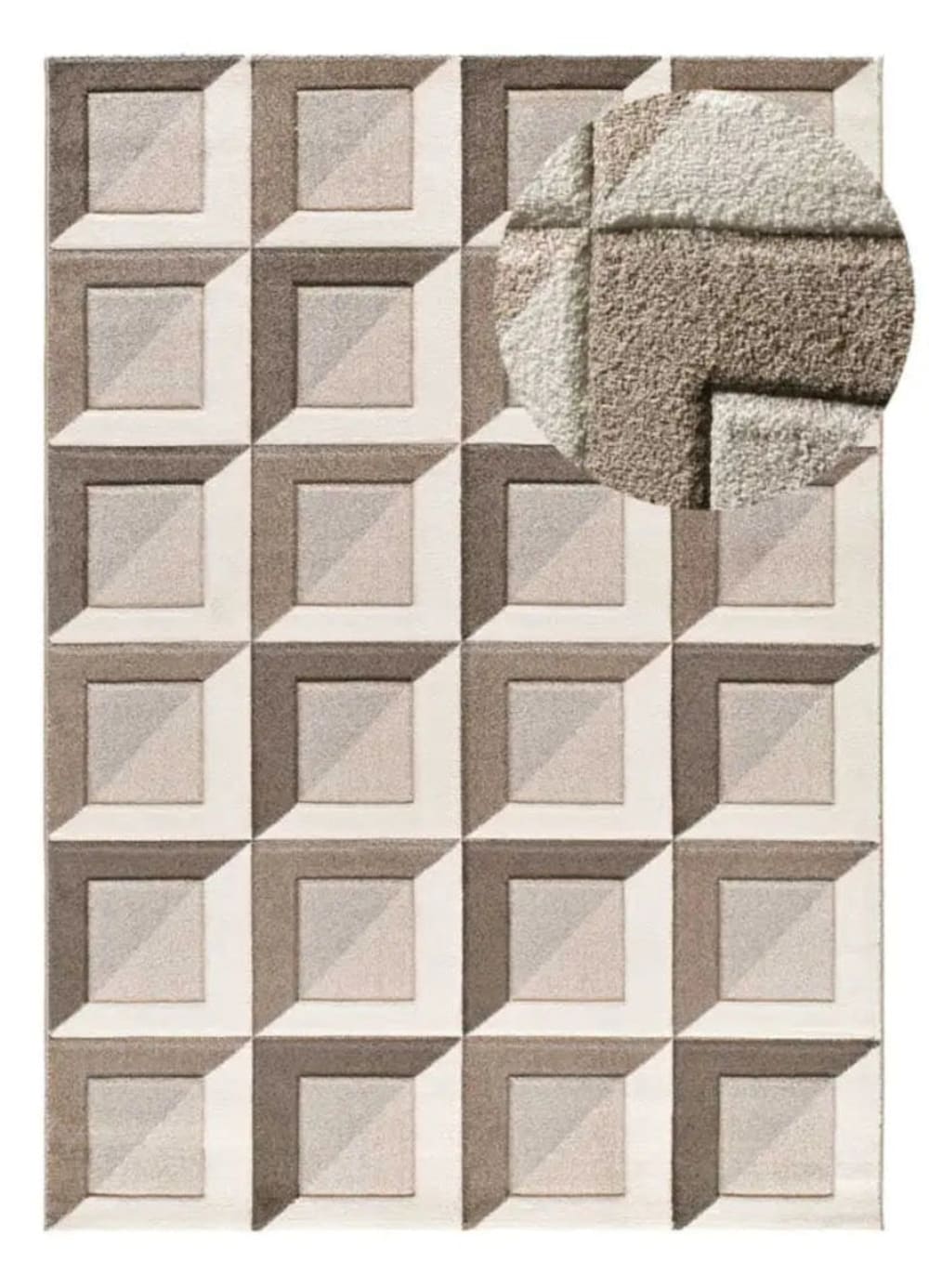 Tapis géométrique marron/crème 80x150 cm