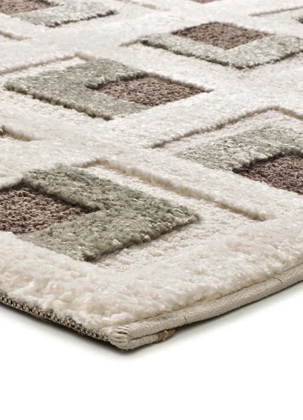 Tapis à relief géométrique marron/blanc 120x170 cm — vue 4
