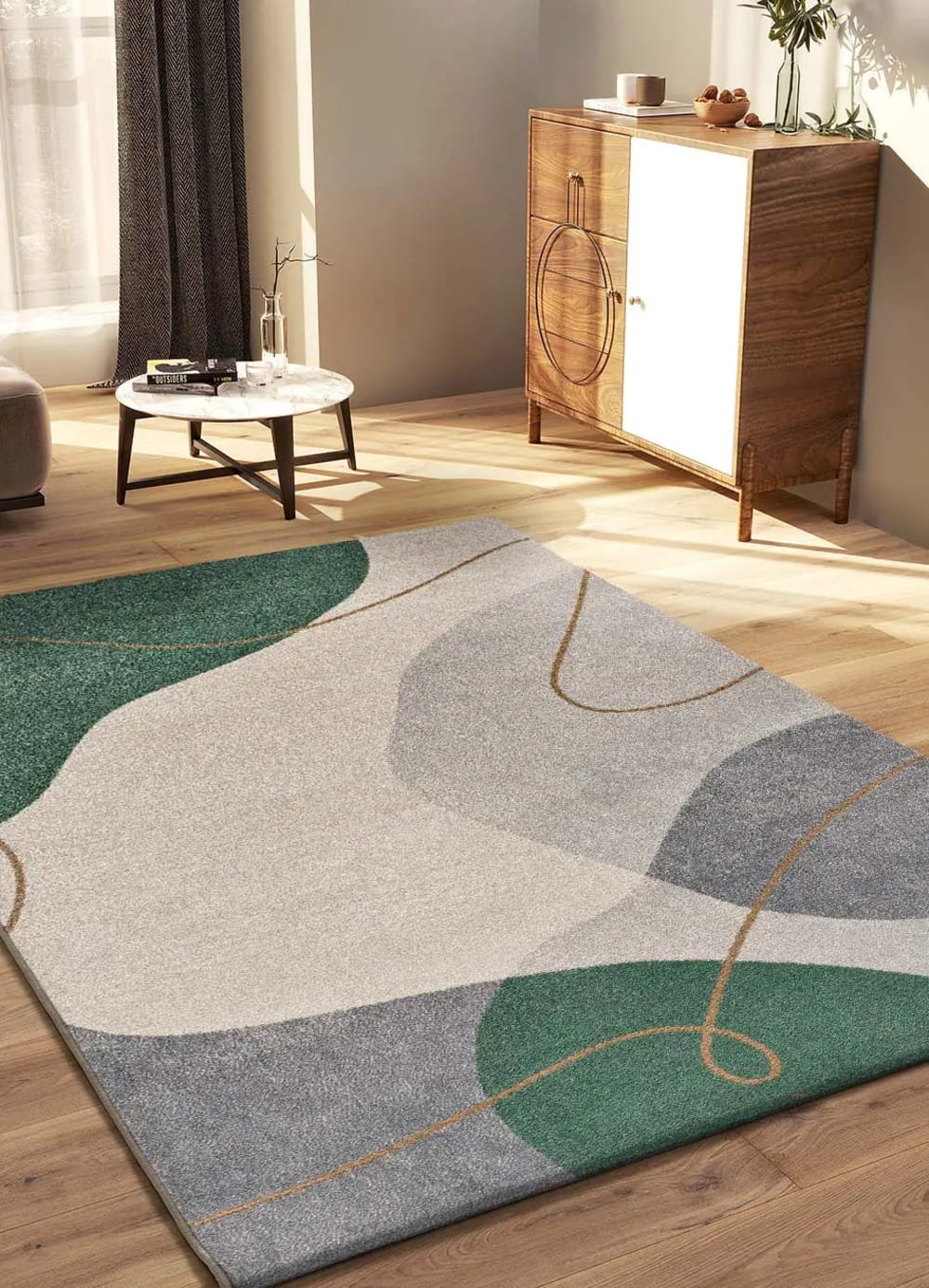 Tapis abstrait vert/beige 200x290 cm — vue 3