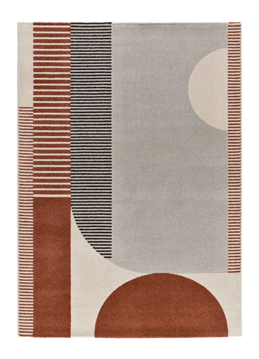 Tapis géométrique rouille/beige/gris