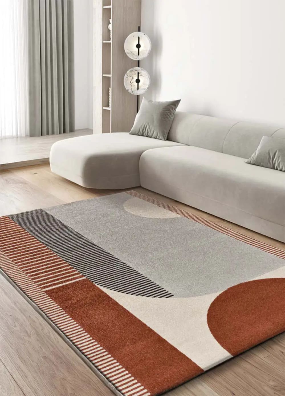 Tapis géométrique rouille/beige/gris 160x230 cm — vue 3