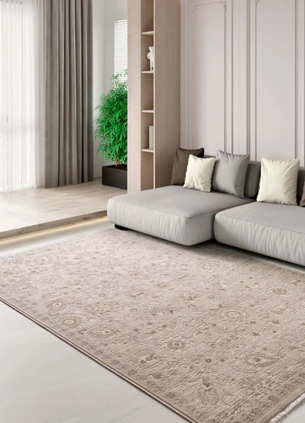 Tapis à franges vintage oriental beige 120x160 cm — vue 3