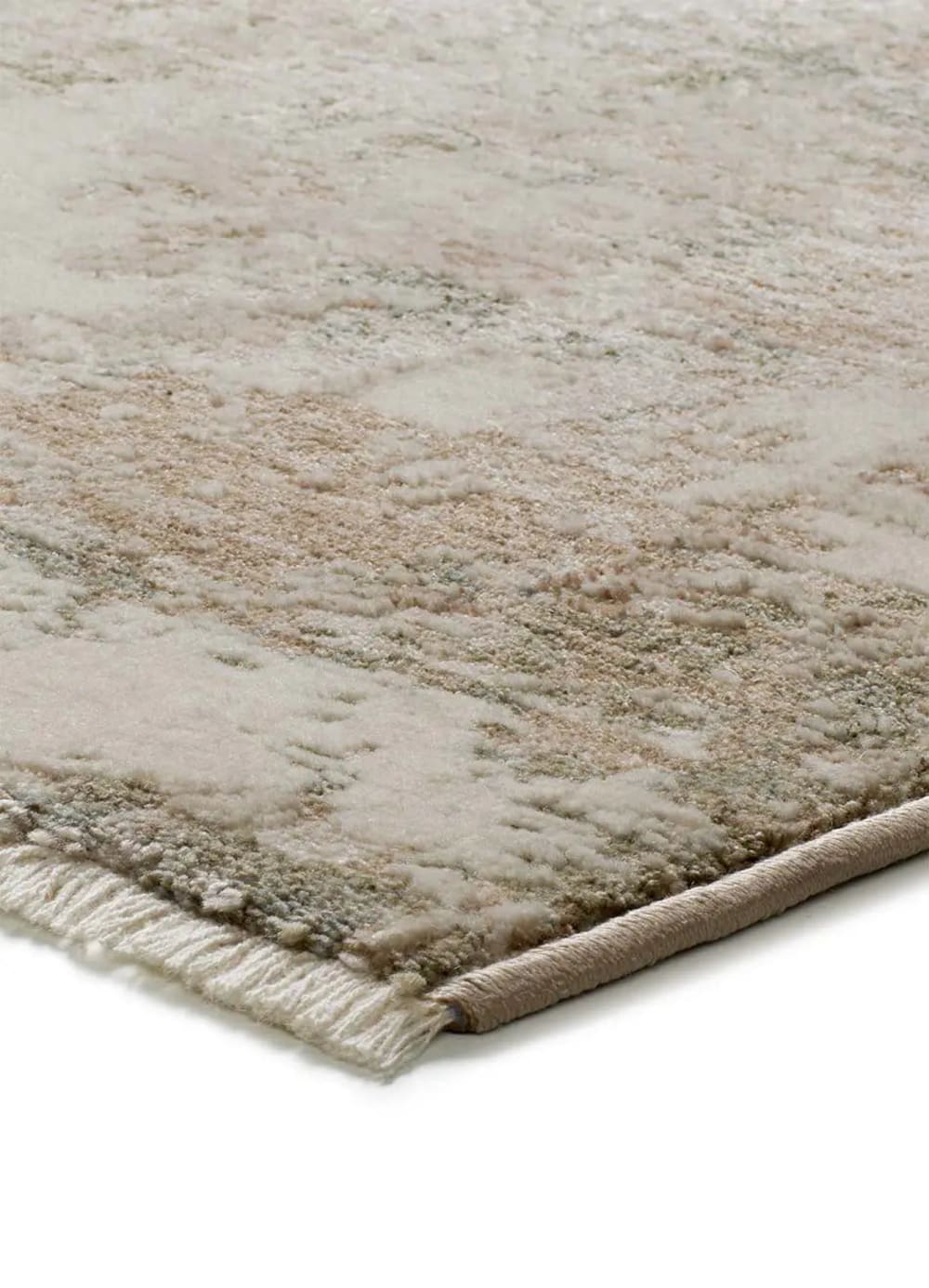 Tapis à franges abstrait beige/vert 120x160 cm — vue 4