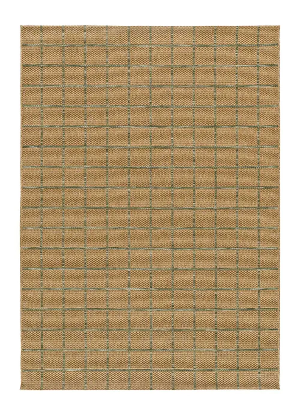 Tapis extérieur effet jute géométrique marron/vert 160x230 cm
