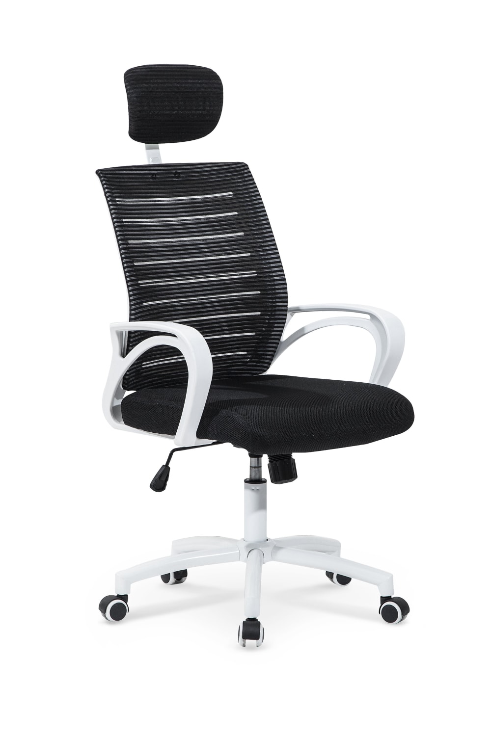 Fauteuil de bureau en filet et tissu de polyester noir et blanc Fauteuil de bureau en filet et tissu de polyester noir et blanc