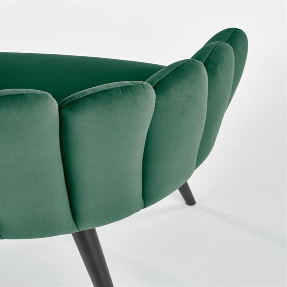 Chaise coquillage design en velours de polyester vert
