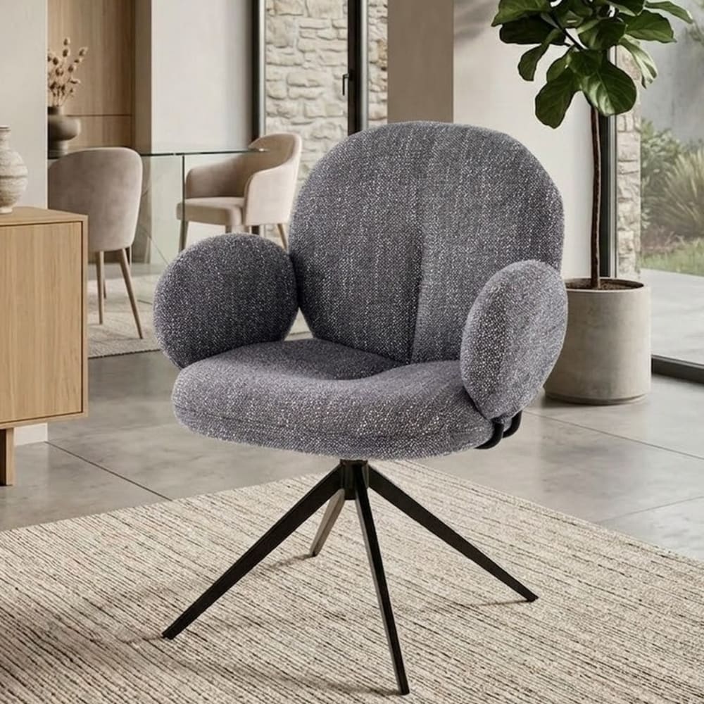 Chaise pivotante en tissu de polyesters gris avec accoudoirs