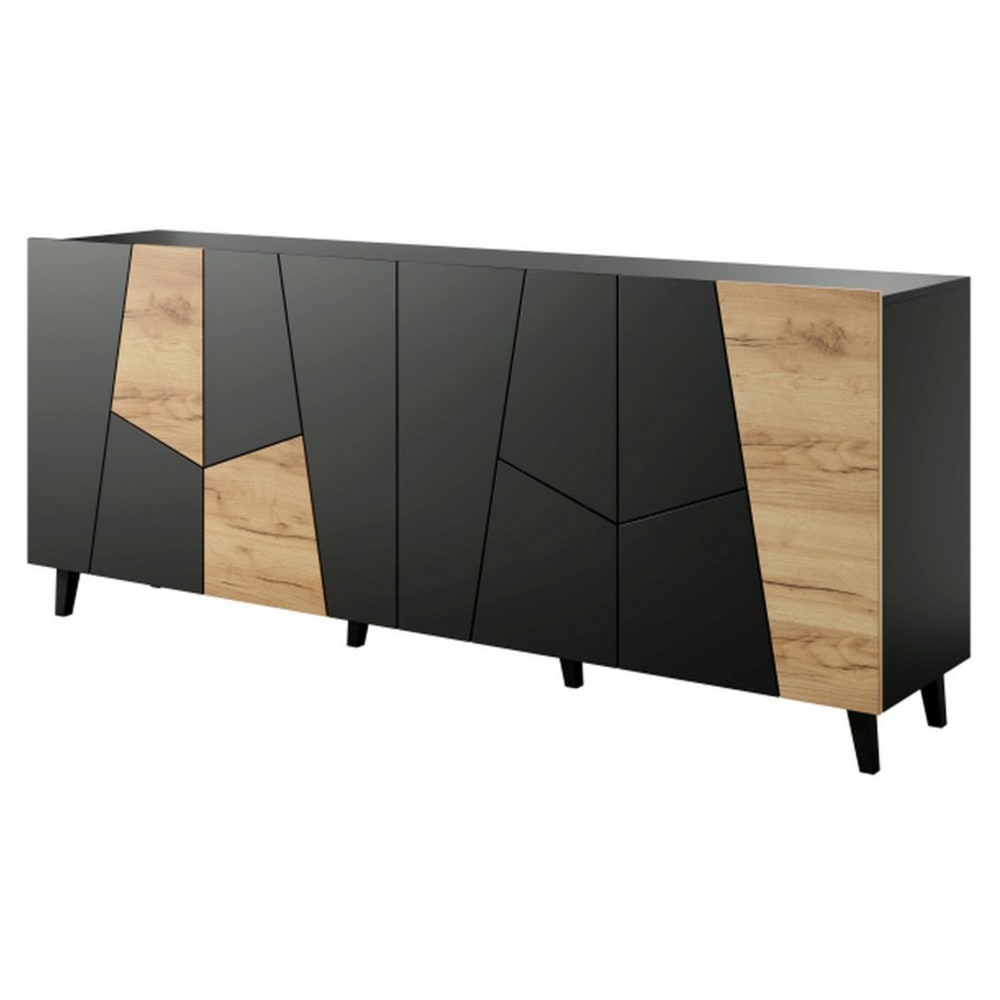 Buffet design noir mat et chêne 200cm Buffet design noir mat et chêne 200cm
