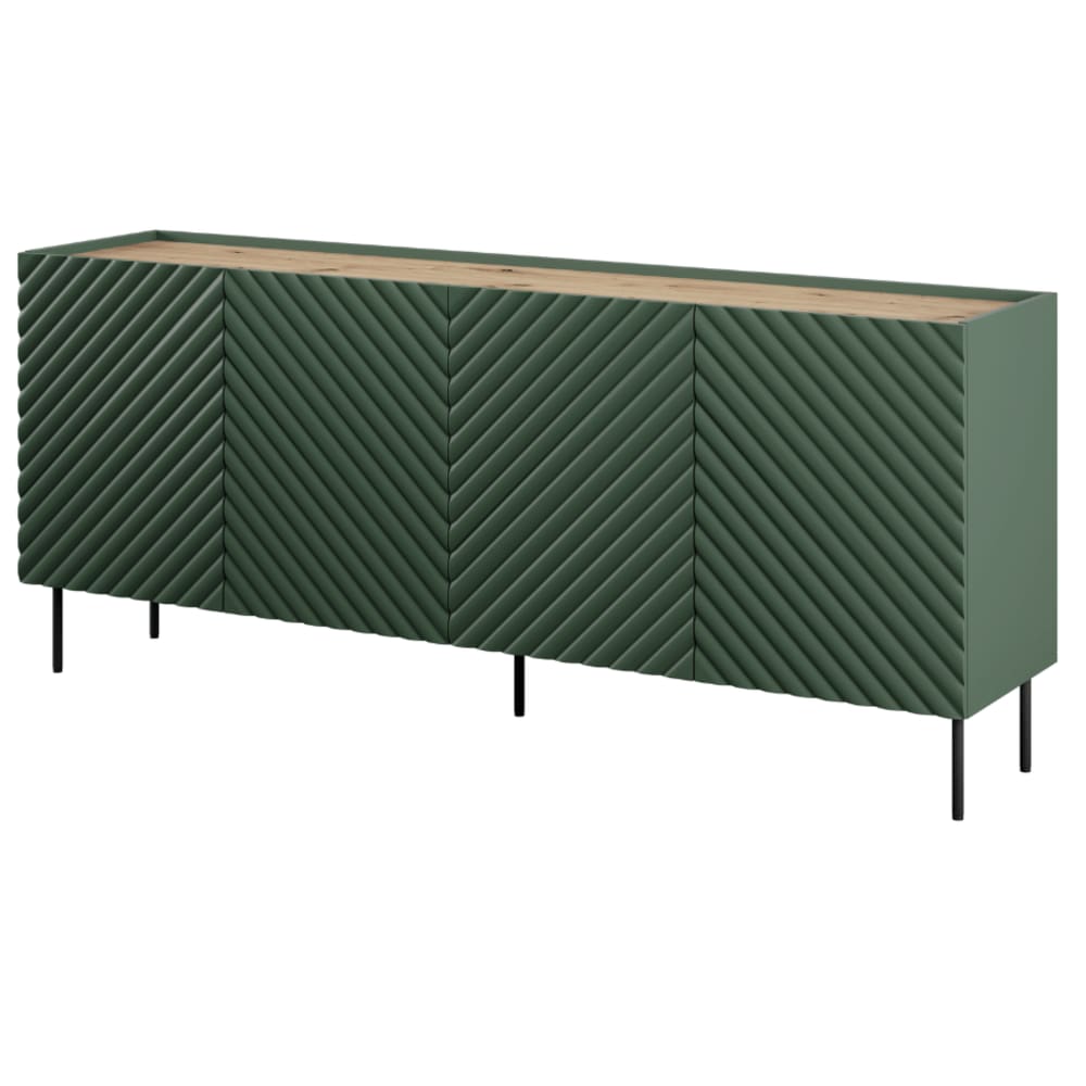 Buffet vert et bois 4 portes 2 tiroirs 200cm Buffet vert et bois 4 portes 2 tiroirs 200cm