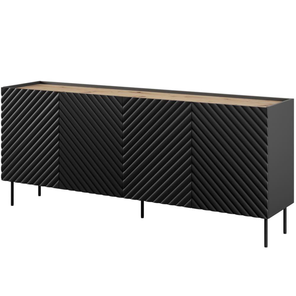 Buffet bas noir mat et bois 200cm Buffet bas noir mat et bois 200cm