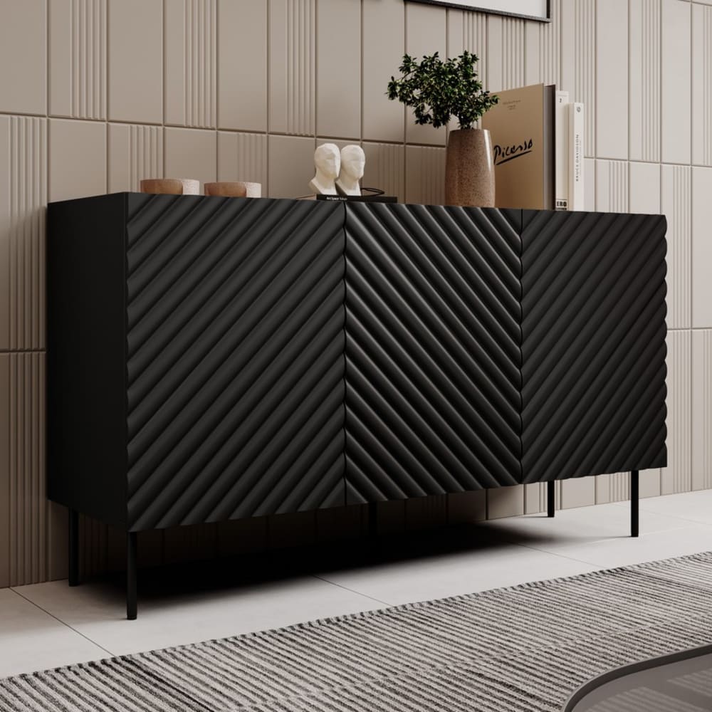 Buffet bas aspect chêne noir mat 150cm