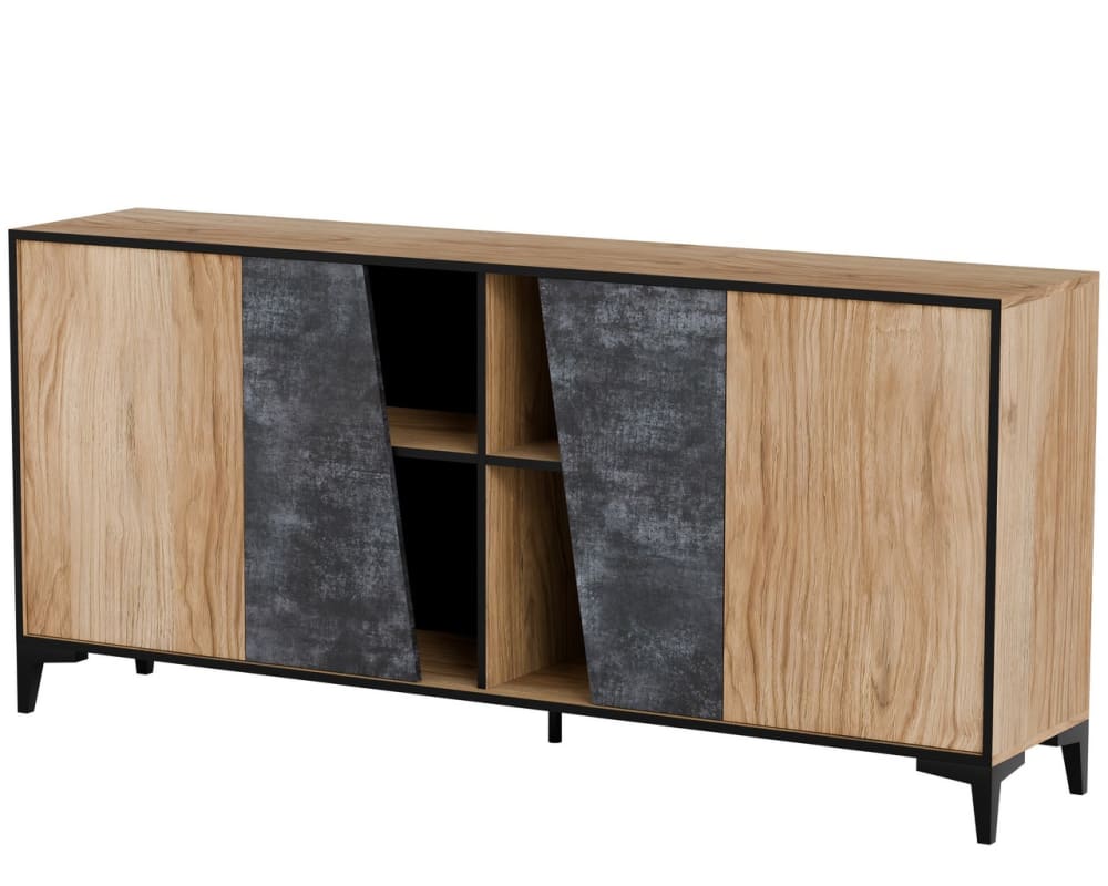 Buffet design couleur chêne et béton 4 portes Buffet design couleur chêne et béton 4 portes