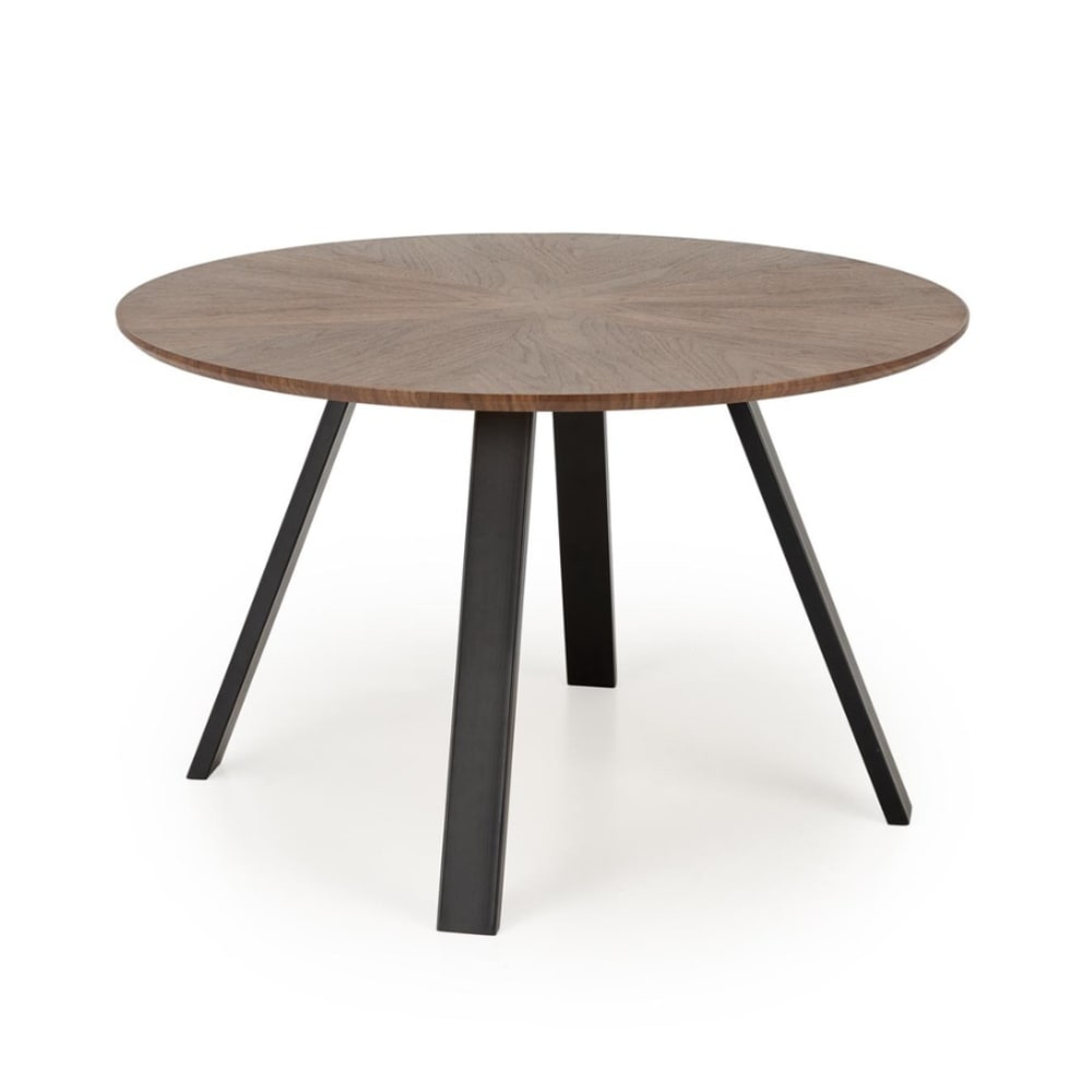 MSO Runder Esstisch mit Walnussplatte und schwarzen Beinen, 120 cm style classic chic Braun Öko-Tex Zertifikat Holz