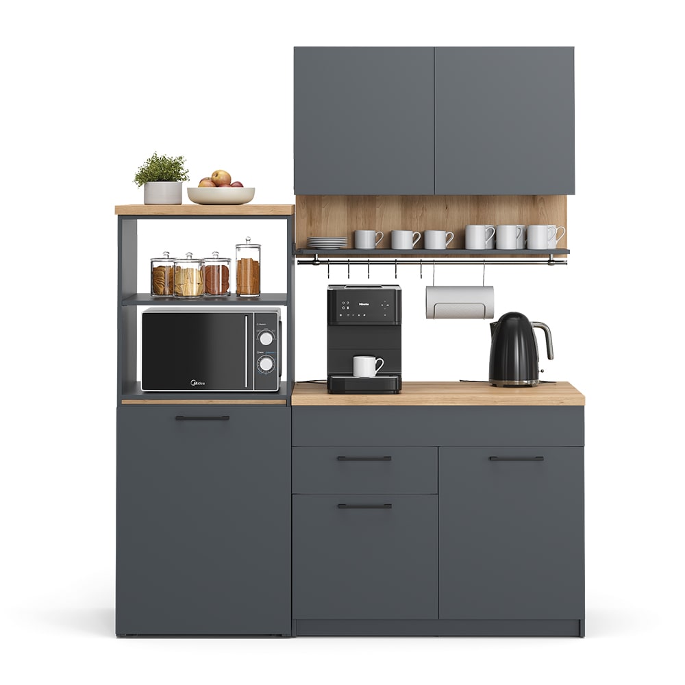 Cuisine avec table extensible, Anthracite 160 x 147cm