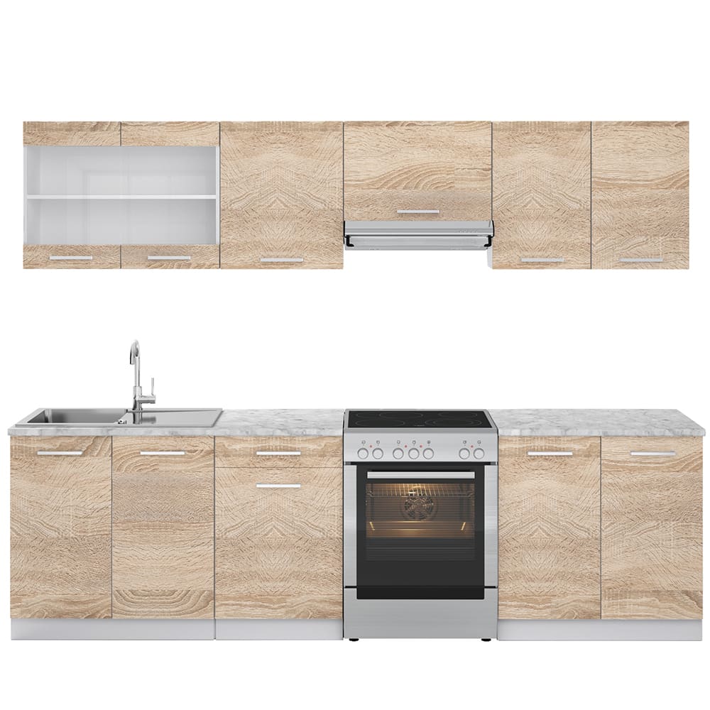 Ligne de cuisine, pt marbre sonoma/blanc 270x81.6cm Ligne de cuisine, pt marbre sonoma/blanc 270x81.6cm