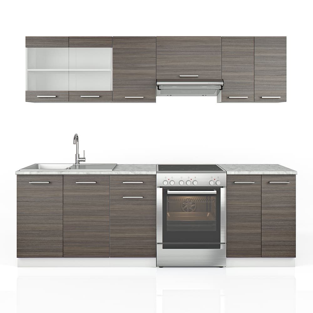 Ligne de cuisine, pt marbre gris noble/blanc 240x81.6cm Ligne de cuisine, pt marbre gris noble/blanc 240x81.6cm