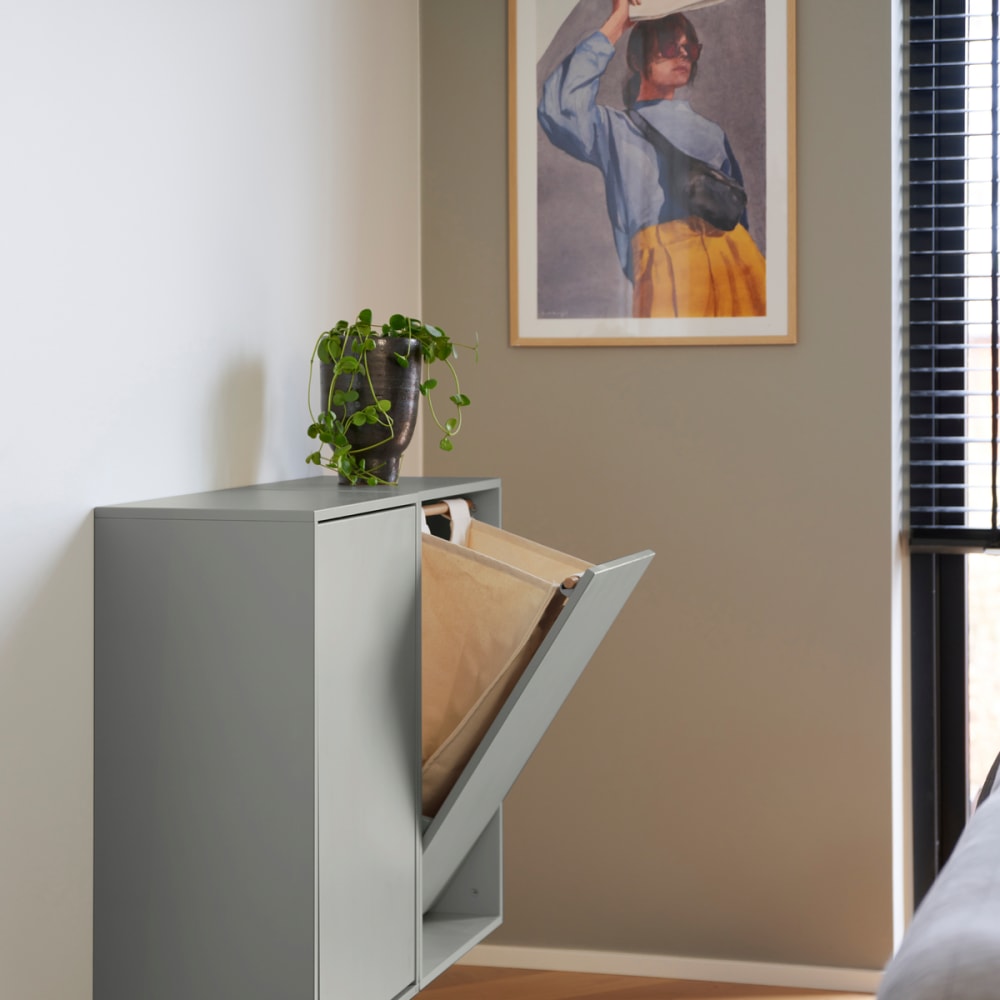 Boîte de rangement bleu en bois L30 x W43 x H70