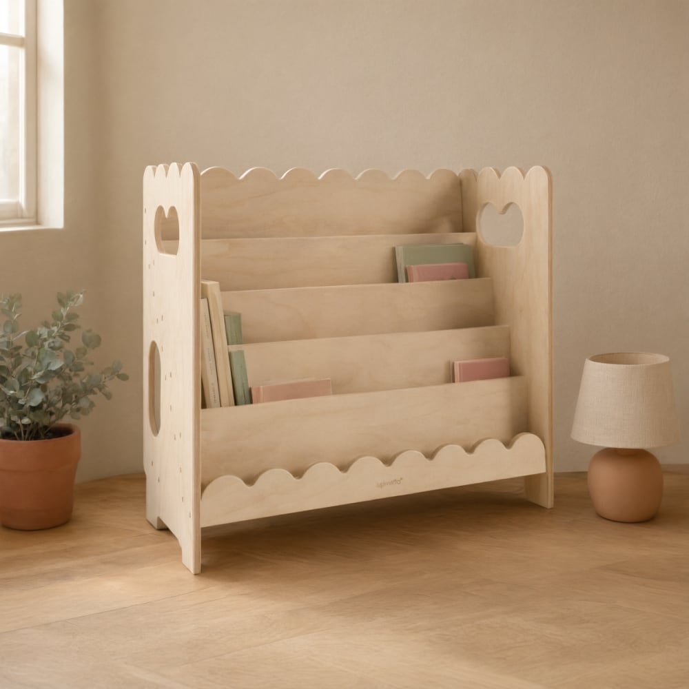 Montessori-Bücherregal L84cm für Kinder aus Holz - Maisons Du