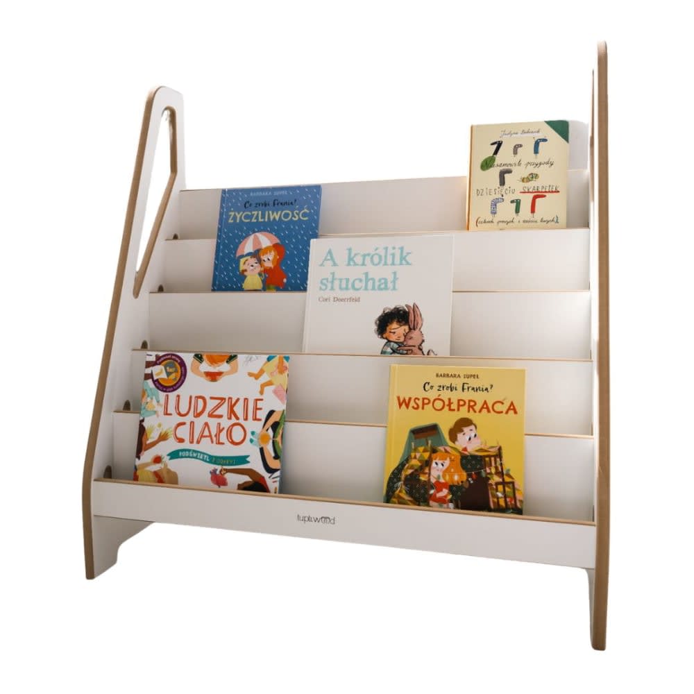 Tupti.wood Montessori-Bücherregal L84cm für Kinder aus Holz in WEISS HOLZ Kinder
