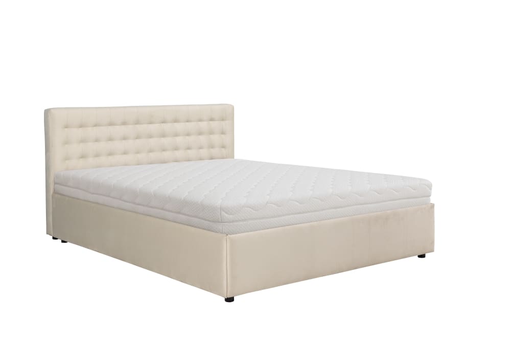 Lit rembourré avec matelas, beige, 180x200 cm