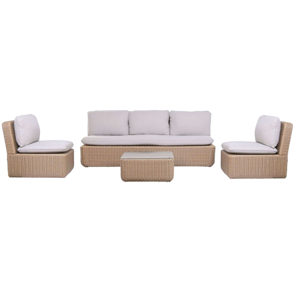 Salon de jardin en rotin marron 5 places