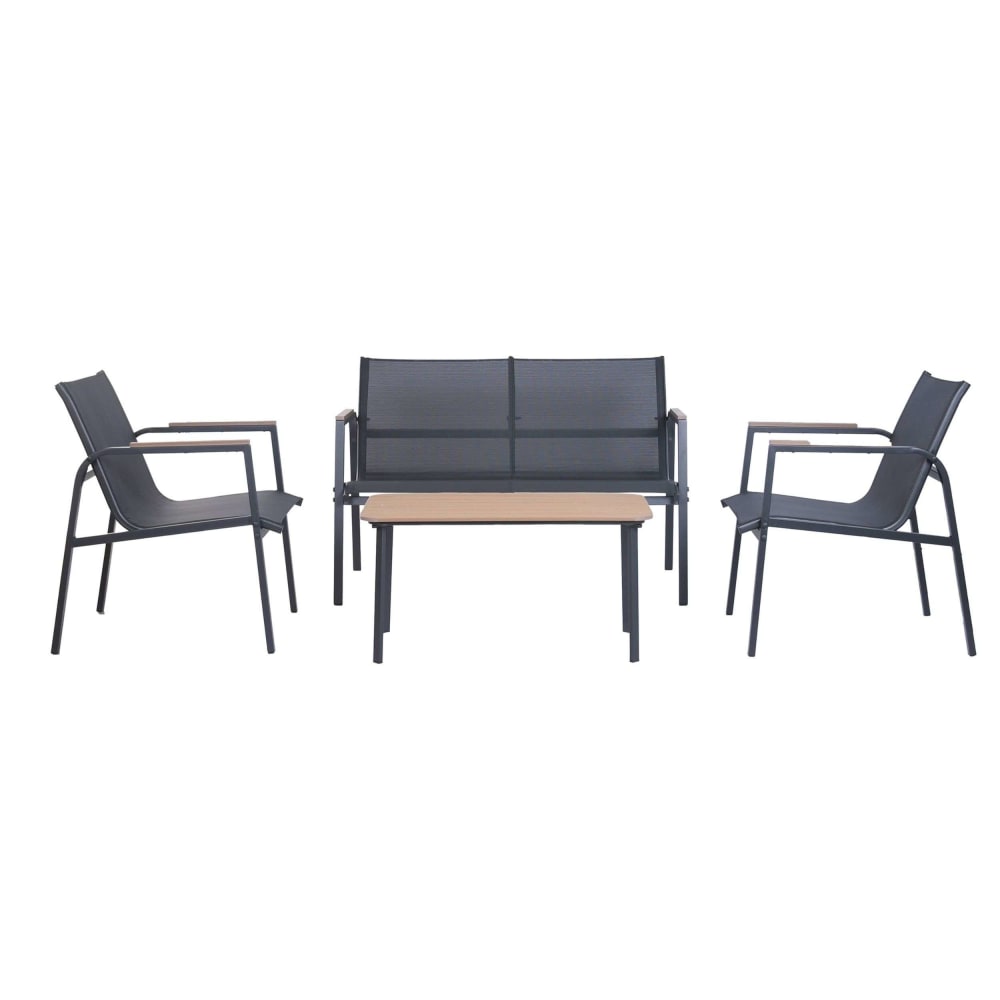 Salon de jardin en acier gris 4 places