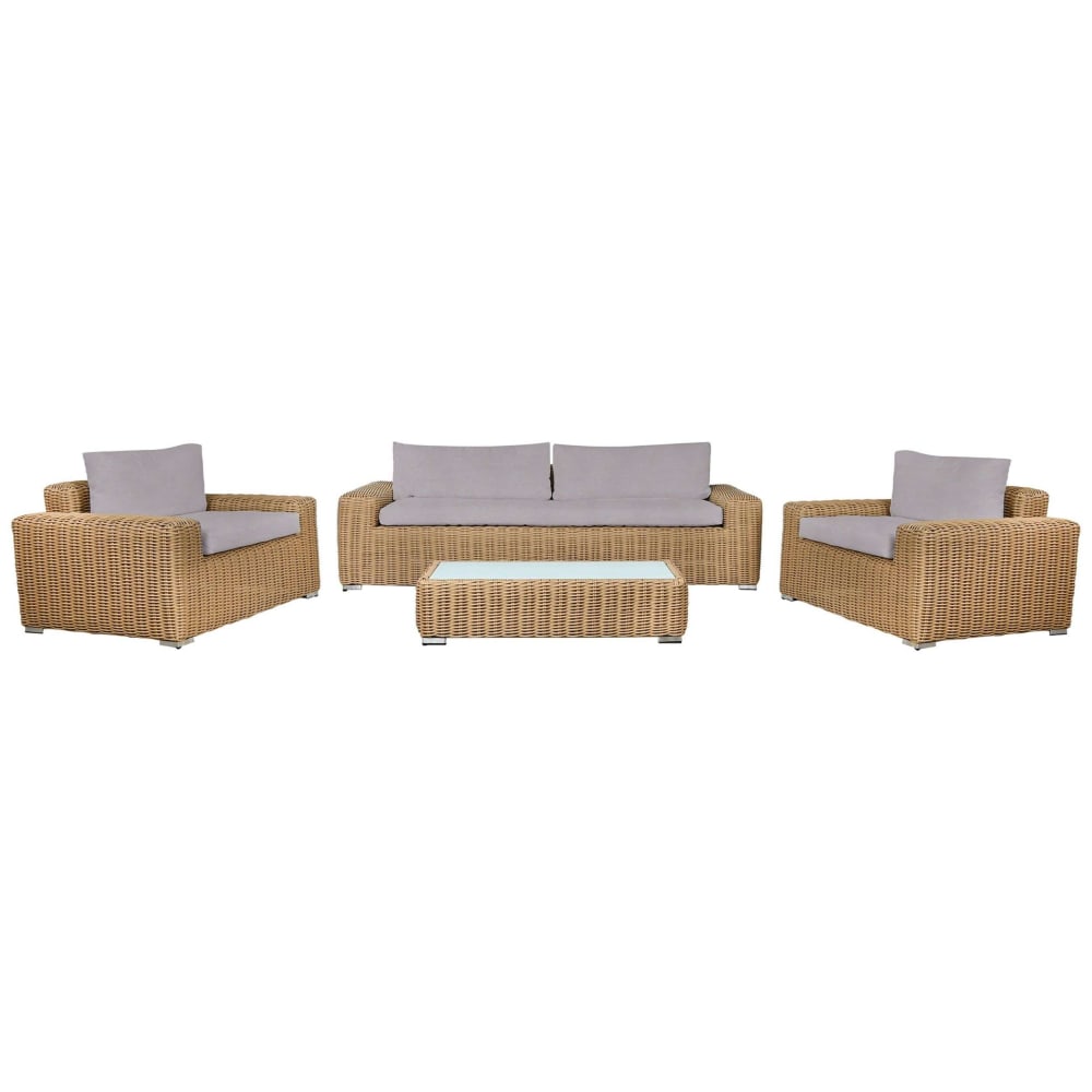 Salon de jardin en rotin marron 4 places