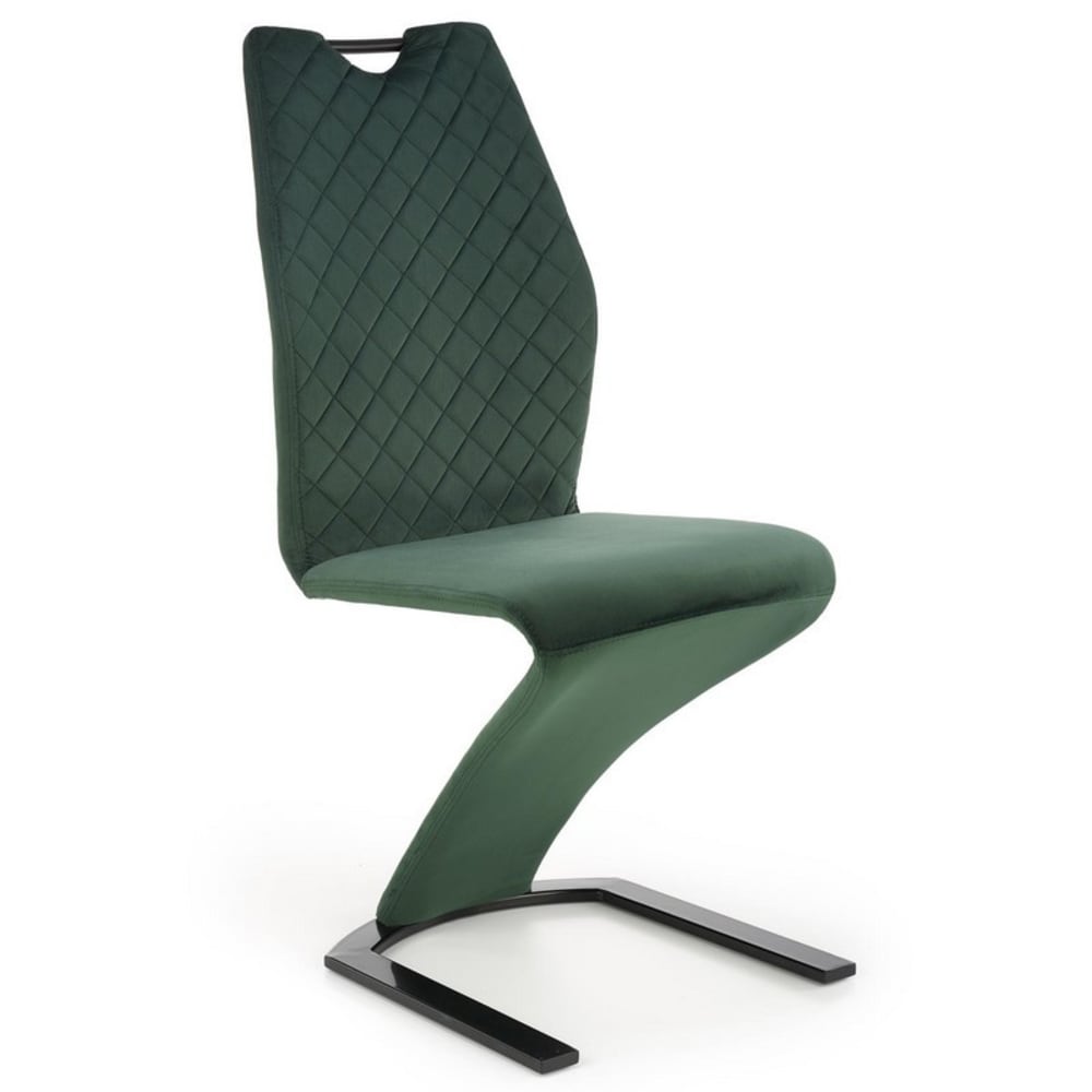 Chaise de salle à manger design en velours de polyester vert Chaise de salle à manger design en velours de polyester vert