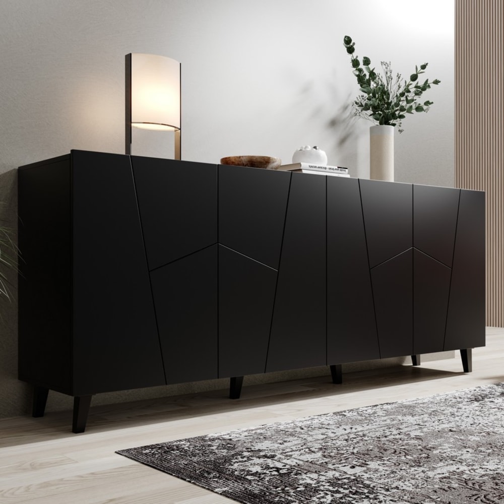 Mattschwarzes Designer-Sideboard 200 cm - Maisons Du Monde
