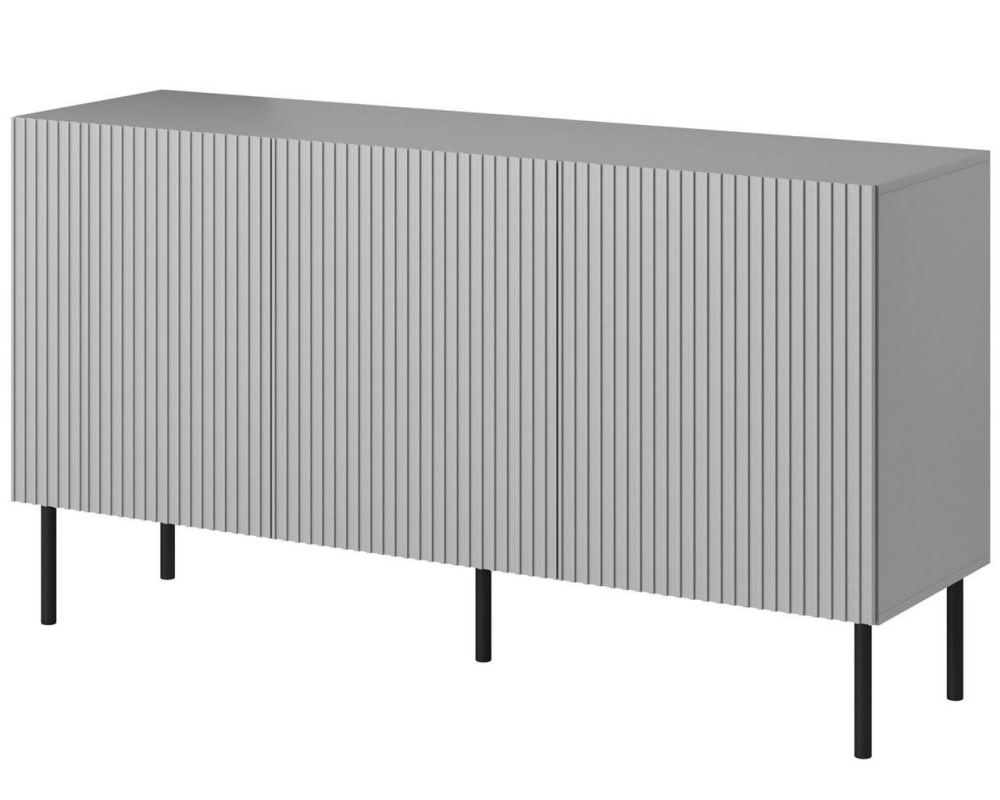 MSO Hellgraues Sideboard mit 3 Türen style landhaus - Holz