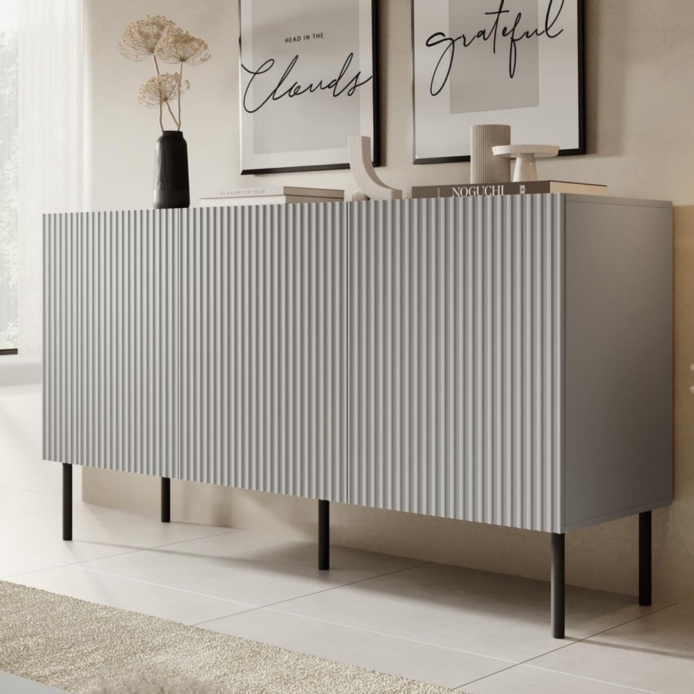 Hellgraues Sideboard mit 3 Türen - Maisons Du Monde