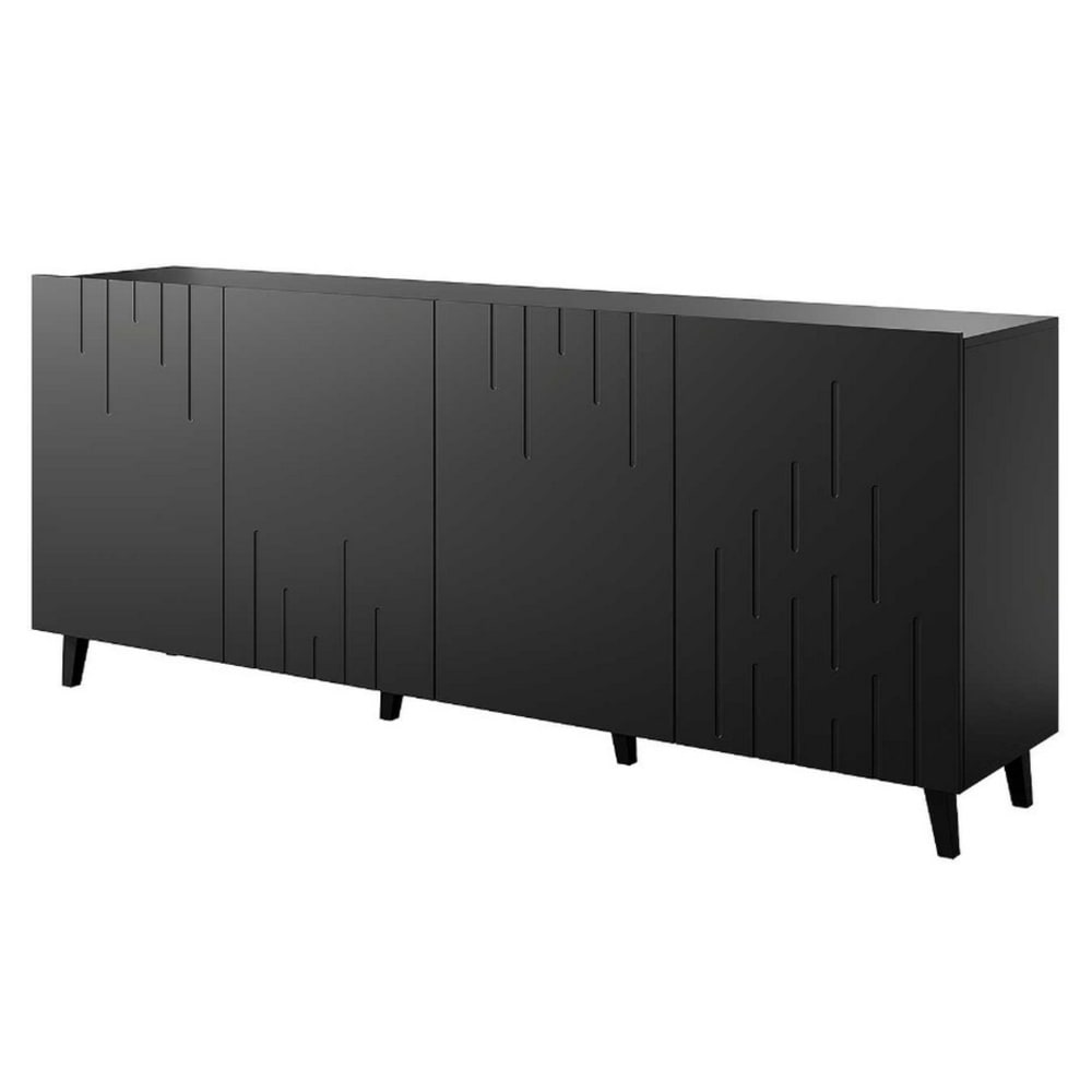 Buffet bas contemporain noir mat 200cm Buffet bas contemporain noir mat 200cm