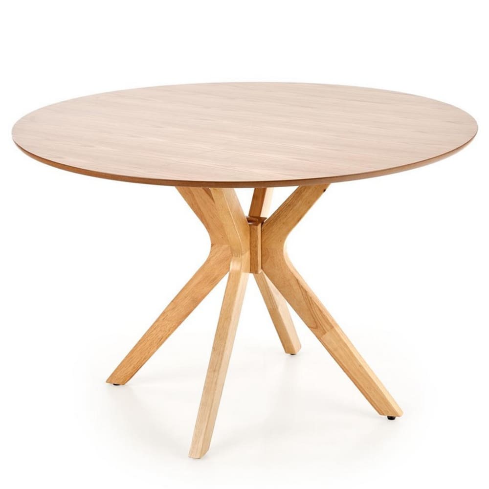 Table de salle à manger ronde plateau chêne naturel 120cm