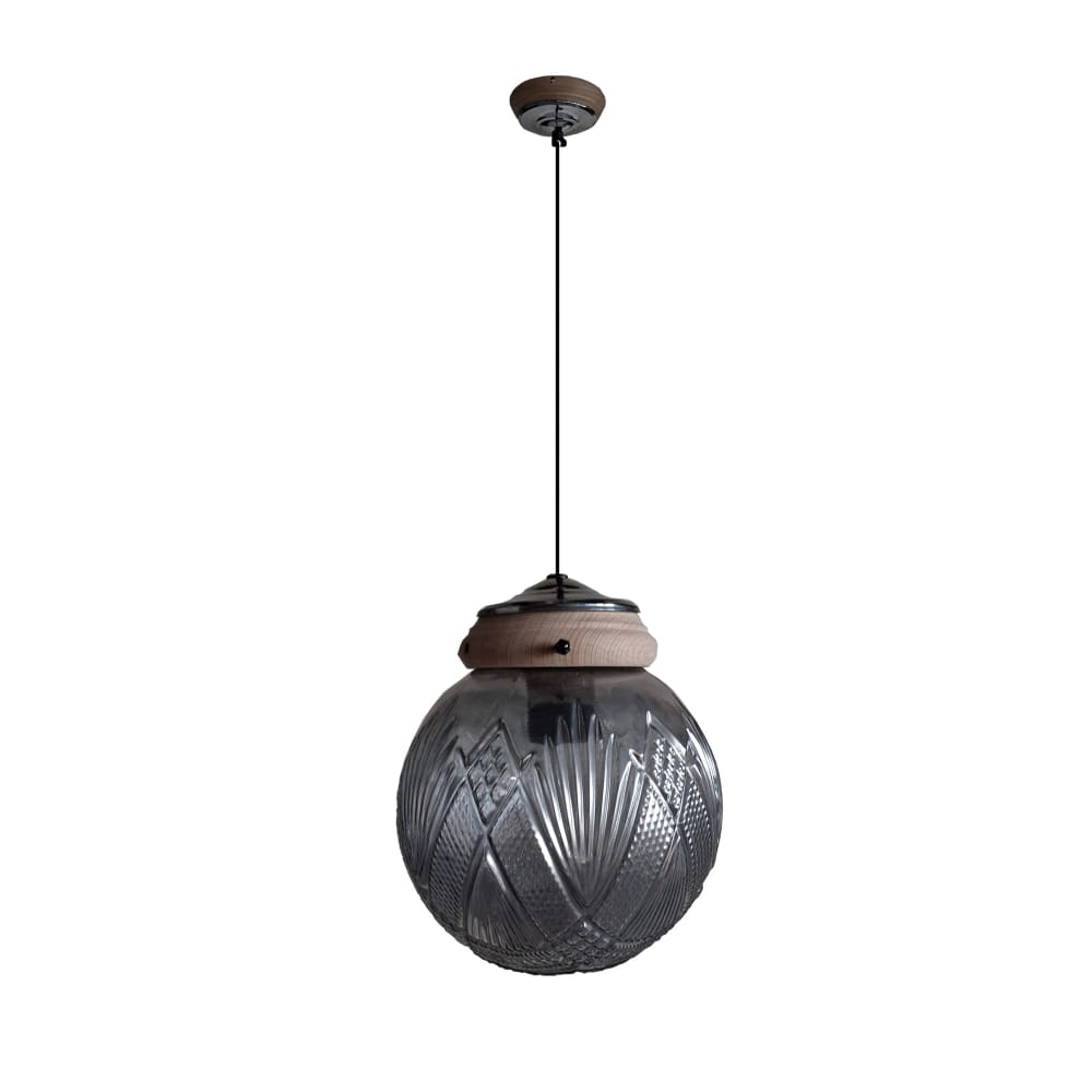Suspension verre globo naturel argent D18cm — vue 4